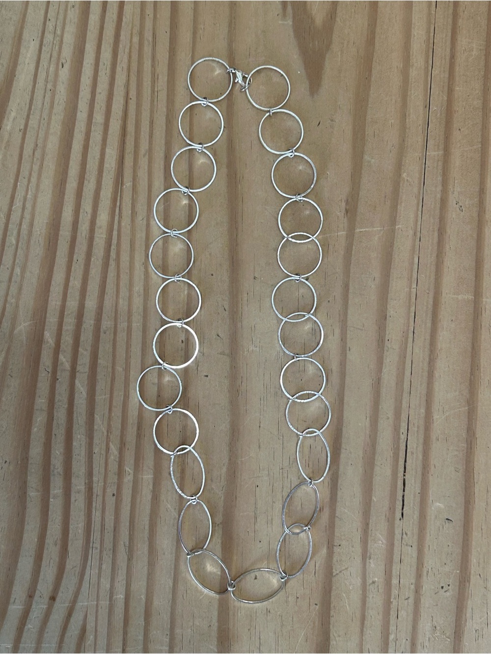 Silver Open Circle Link Statement Necklace